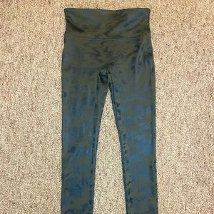 Spanx faux leather green camo leggings